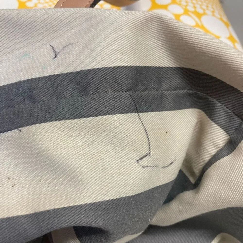 KATE LANDRY Women’s Tote Bag 12X6X13.5 Yellow & White‎